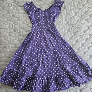 Pinup/ Bohemian people polka dot peasant dress
